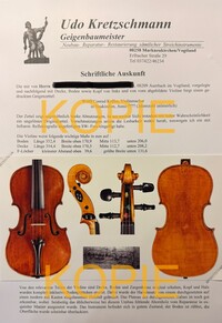 Kessler Geige um 1720-1760 mit Expertise und Rechnung